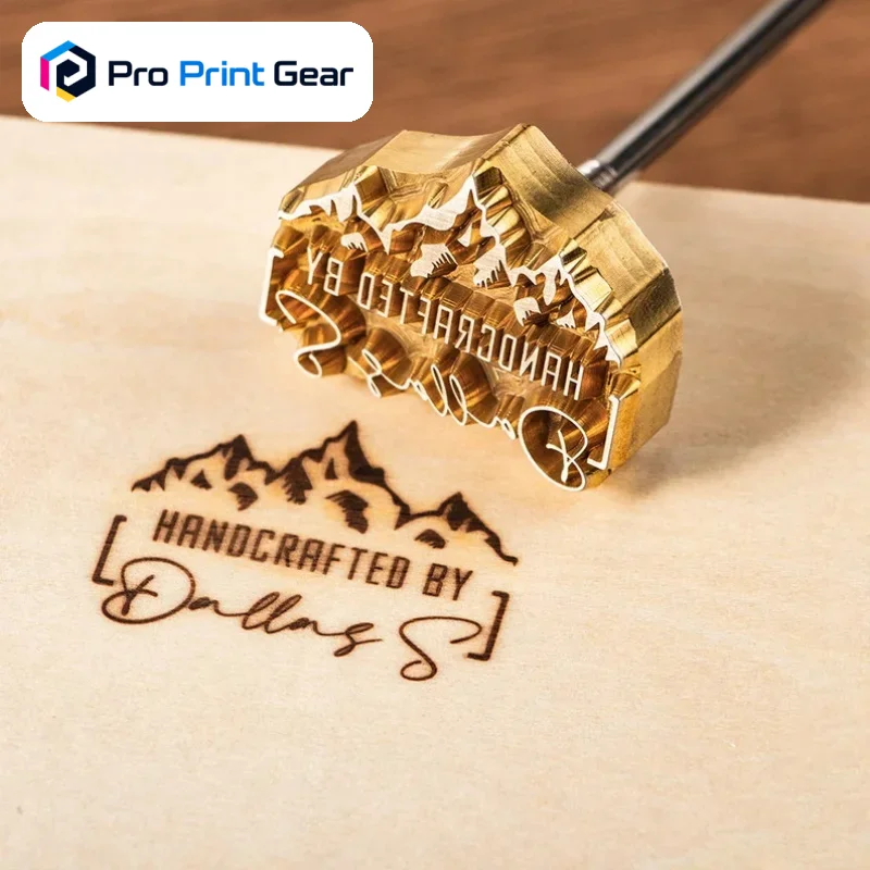 Custom Logo Branding Iron for Wood and Leather, Brass Stamp with Handle