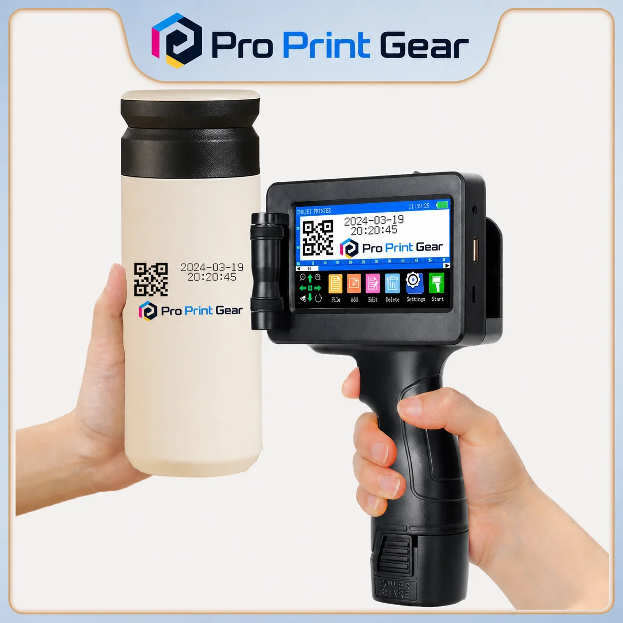 Portable Handheld Inkjet Printer 12.7mm — Date, Batch, QR Code & Barcode Coder